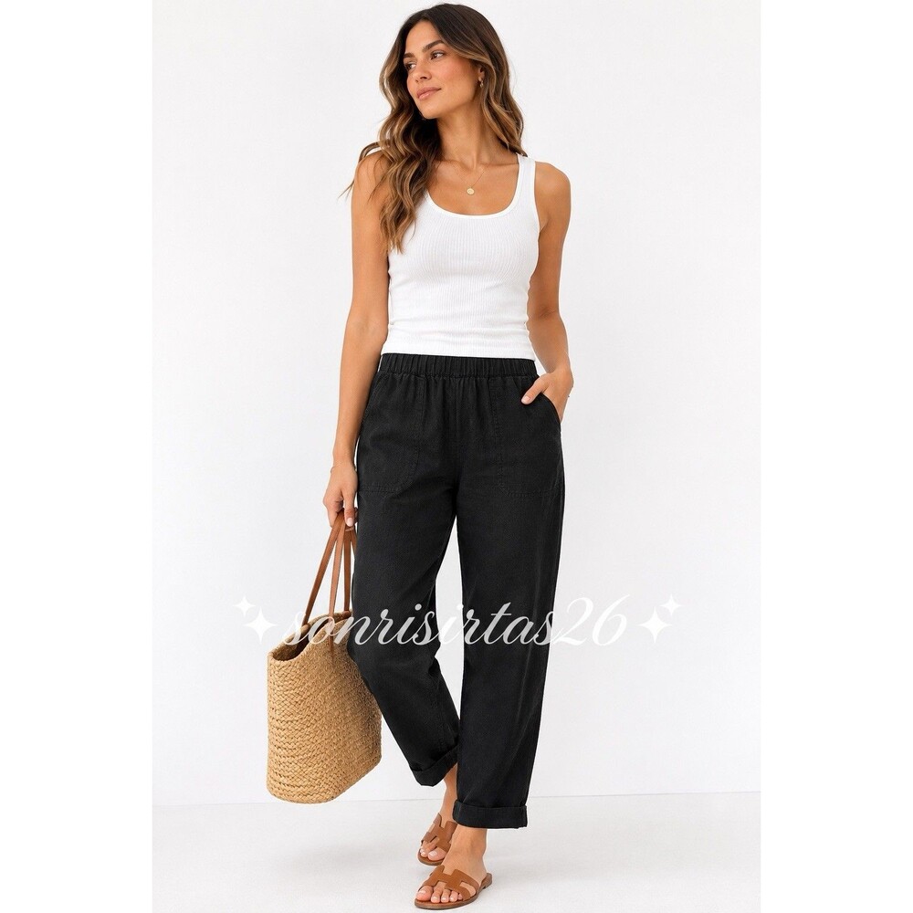 PACT Black Organic Cotton Hemp Pull-On Pants Size S Coastal Minimalist Resort
